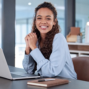 Lady smiles at work