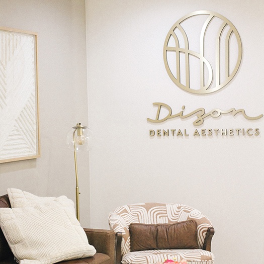 Armchair and plant inside relaxing dental office in Dallas