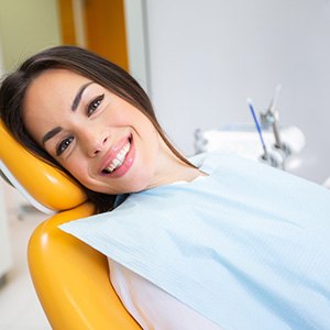 Female dental patient smiling 